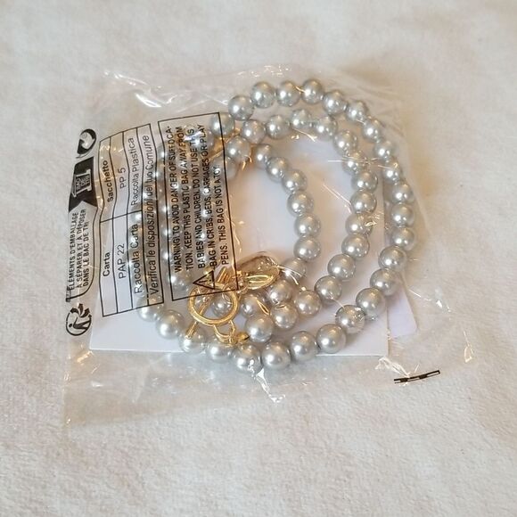 Pearl necklace and bracelet gray with gold heart pendant - Picture 5 of 9